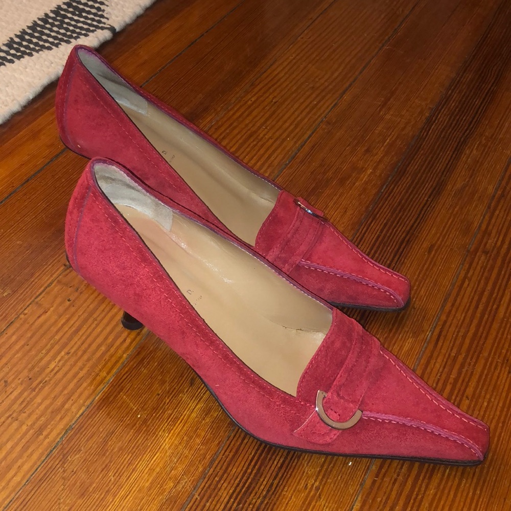 Excellent condition - red suede small heel 39
